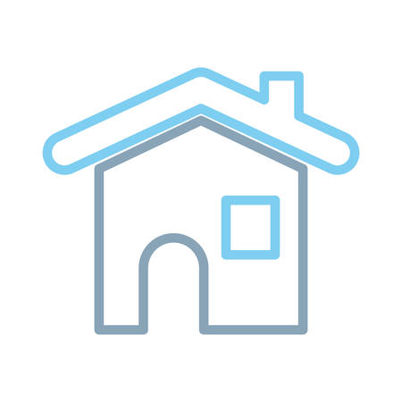 Flat line colored house over white background  vector illustrationのイラスト素材