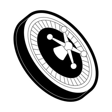 flat line monochromatic casino roulette over white background vector illustrationの写真素材