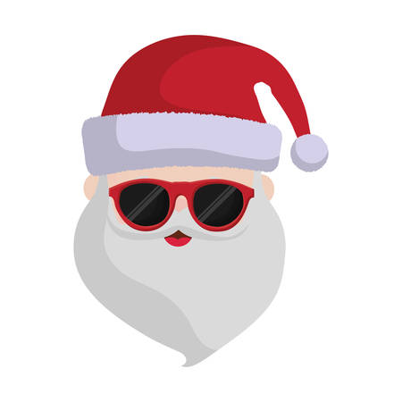 cartoon santa claus with sunglasses icon over white background colorful design vector illustrationのイラスト素材