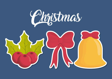 merry christmas related icons over blue background colorful design vector illustrationのイラスト素材