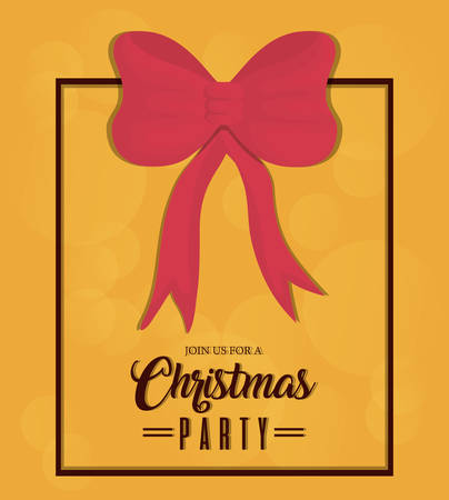 christmas party design with bow icon over yellow background vector illustrationのイラスト素材