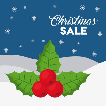 christmas sale design with mistletoe icon over blue background vector illustrationのイラスト素材