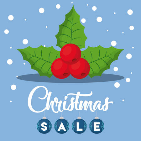 christmas sale design with mistletoe icon over blue background vector illustrationのイラスト素材