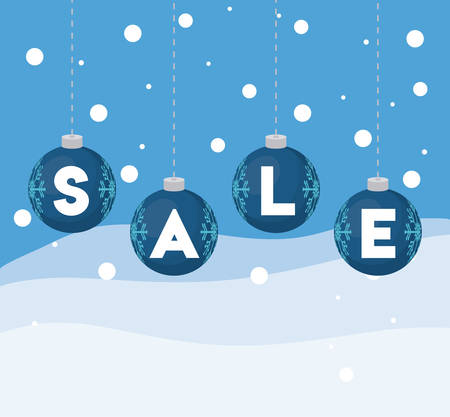 christmas sale design with christmas balls over blue background vector illustrationのイラスト素材