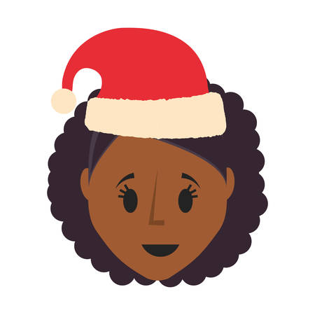 cartoon woman with christmas hat icon over white background vector illustrationのイラスト素材