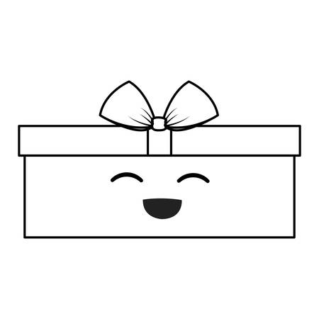 flat line uncolored  gift over white background vector illustrationのイラスト素材