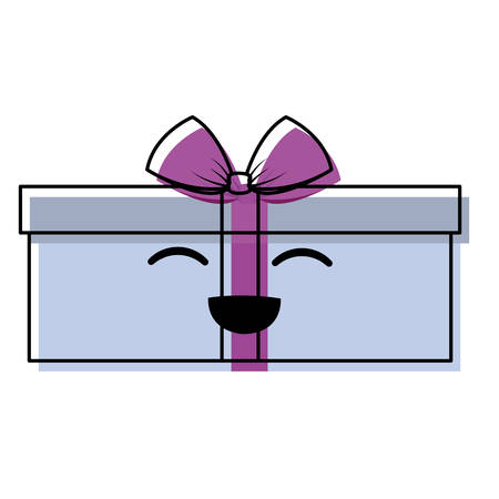 Kawaii gift box icon over white background colorful design vector illustrationのイラスト素材