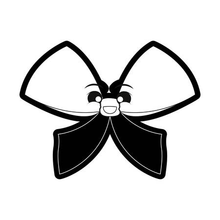 flat  line monochromatic  bow over white background  vector illustrartionのイラスト素材