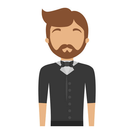 Colorful waiter man over white background vector illustrationのイラスト素材