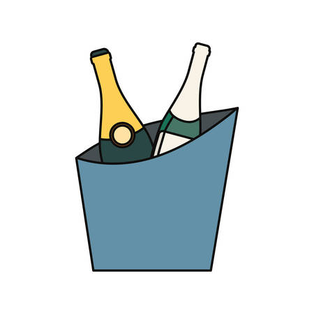 bucket with champagne bottles icon over white background vector illustrationのイラスト素材