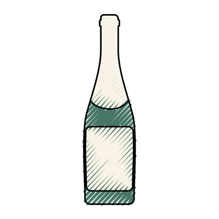 colored  bottle champagne  over white background  vector illustrationのイラスト素材