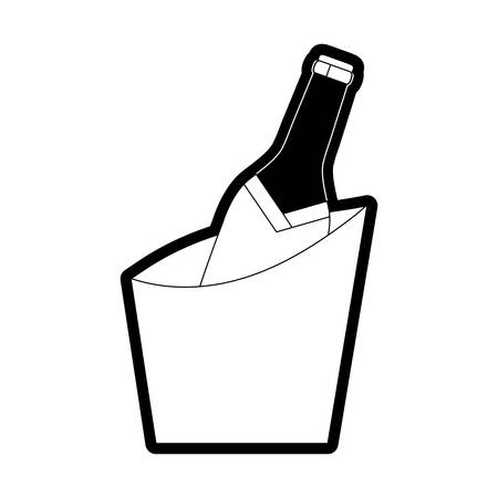 flatl line monochromatic  wine cooler over  white background  vector illustrationのイラスト素材