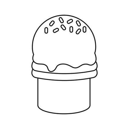 flat line  uncolored ice cream cone over white background  vector illustrationのイラスト素材