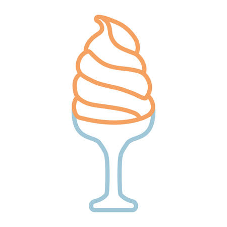 flat line  colored glass with ice cream  over white background  vector illustrationのイラスト素材