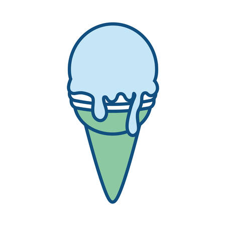 flar line colored ice cream cone  over white background  vector illustrationのイラスト素材