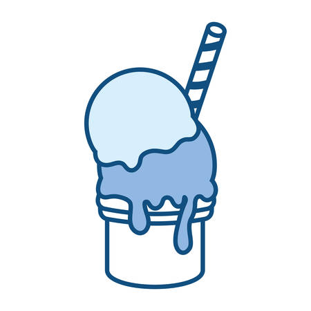 flar line colored ice cream cone  over white background  vector illustrationのイラスト素材