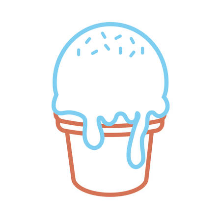 flar line colored ice cream cone  over white background  vector illustrationのイラスト素材