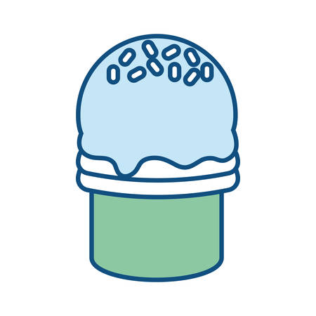 flar line colored ice cream cone  over white background  vector illustrationのイラスト素材