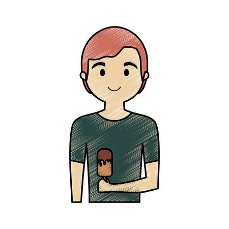 cartoon man with ice cream icon over white background colorful design vector illustrationのイラスト素材