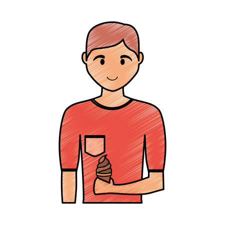 cartoon man with ice cream icon over white background colorful design vector illustrationのイラスト素材