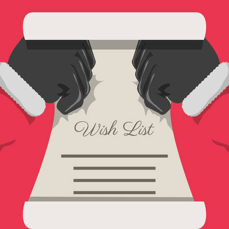 santa claus hands with christmas wish list colorful design vector illustrationのイラスト素材
