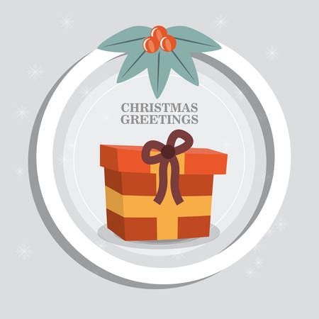 christmas greetings design with gift box icon over white background vector illustrationのイラスト素材