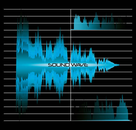 blue sound wave icon over black background colorful design vector illustrationのイラスト素材