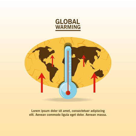 global warming design with map and thermometer icon  vector illustrationのイラスト素材