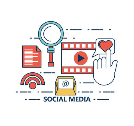social media related icons over white background colorful design vector illustrationのイラスト素材