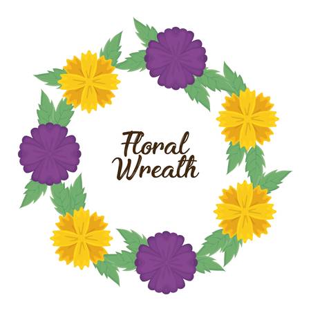 decorative floral wreath icon over white background colorful design vector illustrationのイラスト素材
