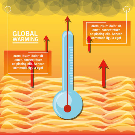 global warming presentation with thermometer colorful design vector illustrationのイラスト素材