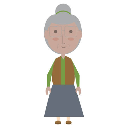 cartoon elderly woman icon over white background colorful design vector illustrationのイラスト素材