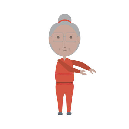 Elderly woman working out icon over white background colorful design vector illustrationのイラスト素材