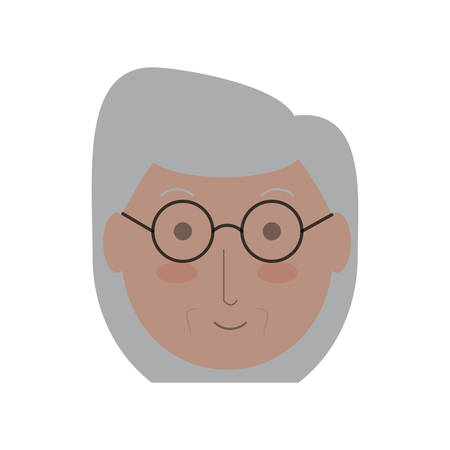 cartoon elderly woman face icon over white background colorful design vector illustrationのイラスト素材