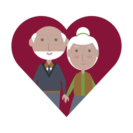 heart with a Elderly couple icon over white background colorful design vector illustrationのイラスト素材