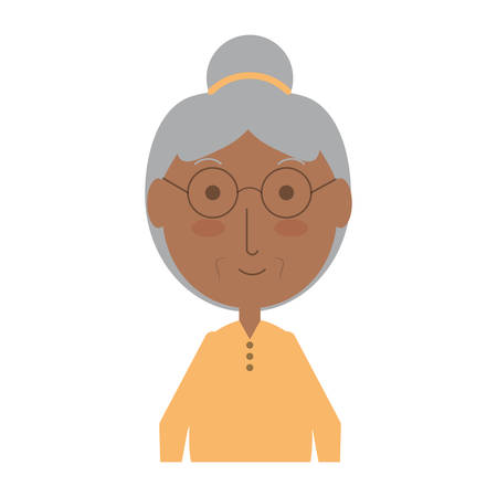 cartoon elderly woman icon over white background colorful design vector illustrationのイラスト素材