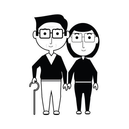 cartoon eldery couple icon over white background vector illustrationのイラスト素材