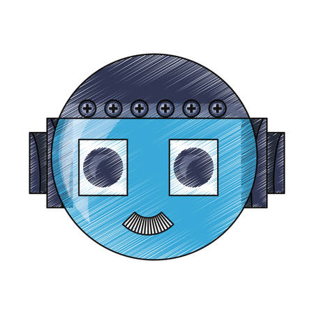 cartoon robot head icon over white background colorful design vector illustrationのイラスト素材