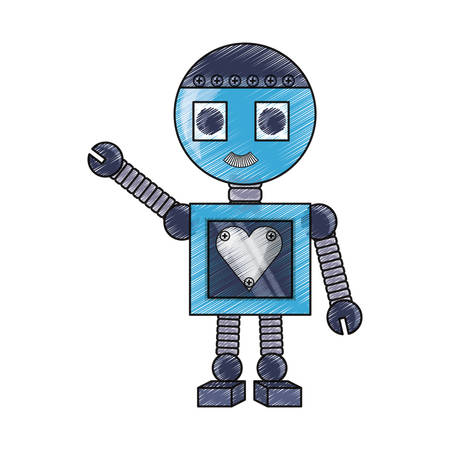 cartoon robot icon over white background colorful design vector illustrationのイラスト素材