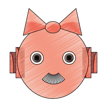 cartoon robot girl head icon over white background colorful design vector illustrationのイラスト素材
