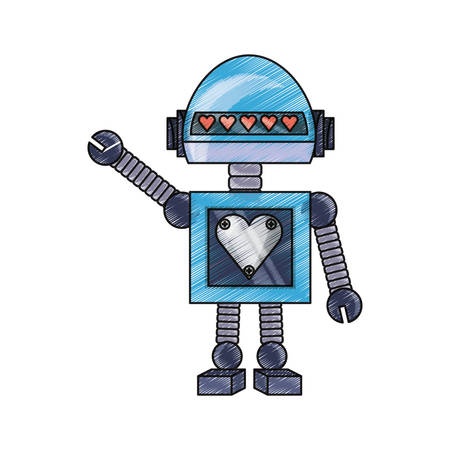 cartoon robot icon over white background colorful design vector illustrationのイラスト素材