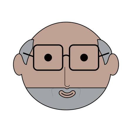 Cartoon elderly man face icon over white background colorful design vector illustrationのイラスト素材