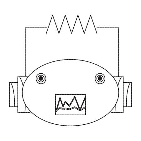 cartoon robot head icon over white background vector illustrationのイラスト素材