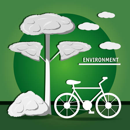 Environment design with bicycle and tree icon colorful design vector illustrationのイラスト素材