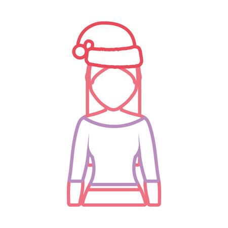 avatar woman with christmas hat icon over white background vector illustrationのイラスト素材