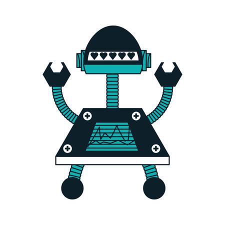 cartoon big robot with arms up icon over white background colorful design  vector illustrationのイラスト素材
