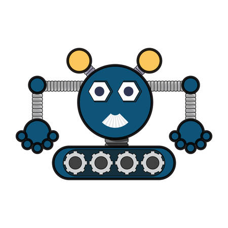 cartoon little robot icon over white background colorful design vector illustrationのイラスト素材