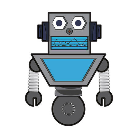 cartoon big robot icon over white background colorful design vector illustrationのイラスト素材