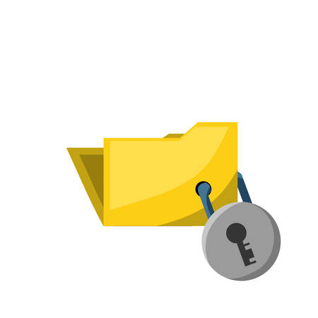 document folder secured with padlock icon over white background colorful design vector illustrationのイラスト素材