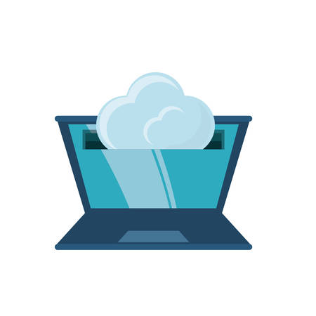 cloud and laptop computer icon over white background colorful design vector illustrationのイラスト素材